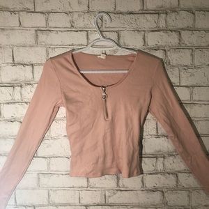 Blush Half-Zip Crop Long Sleeve